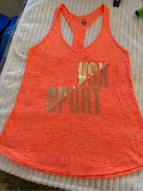 VSX Neon Coral Racerback Tank with Metallic VSX SPORT Logo